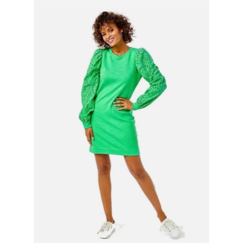 Like new Lilly Pulitzer Jasona Eyelet Green Knit Dress